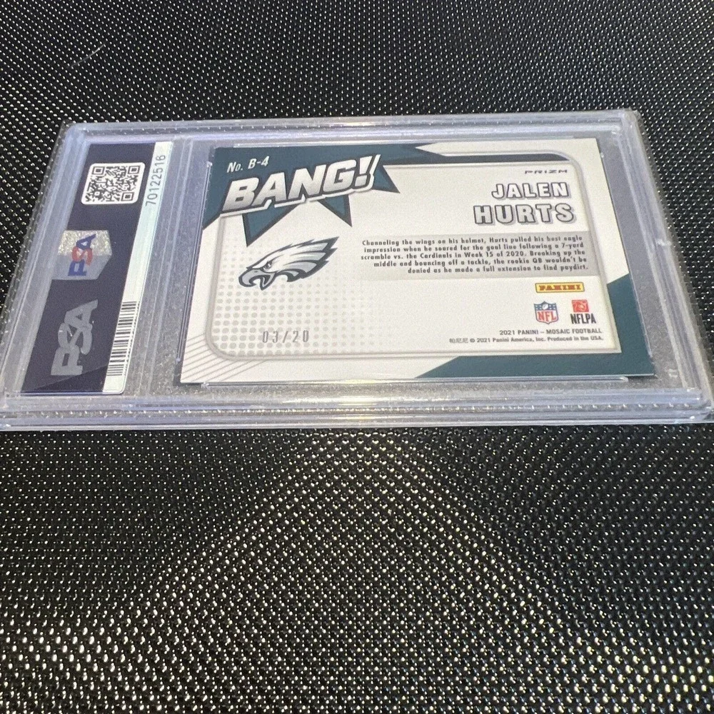 Jalen Hurts 2021 Panini Mosaic BANG! 3/20 Green Fluorescent PSA 9, 1 Of 1 eBay